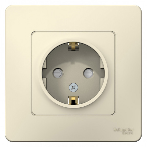 Розетка Schneider Electric BLANCA 1-мест. заземл.+шторки С/У 16А/250В МОЛОЧНЫЙ