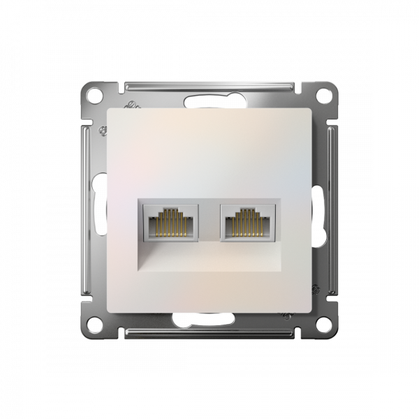 ATLASDESIGN РОЗЕТКА двойная компьютерная RJ45+RJ45 кат. 5e, механизм, ЖЕМЧУГ