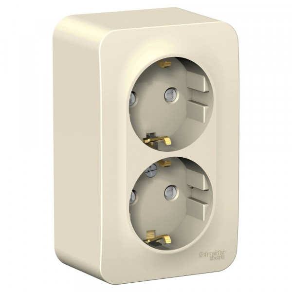 Розетка Schneider Electric BLANCA 2х-мест. заземл.+шторки О/У 16А/250В МОЛОЧНЫЙ