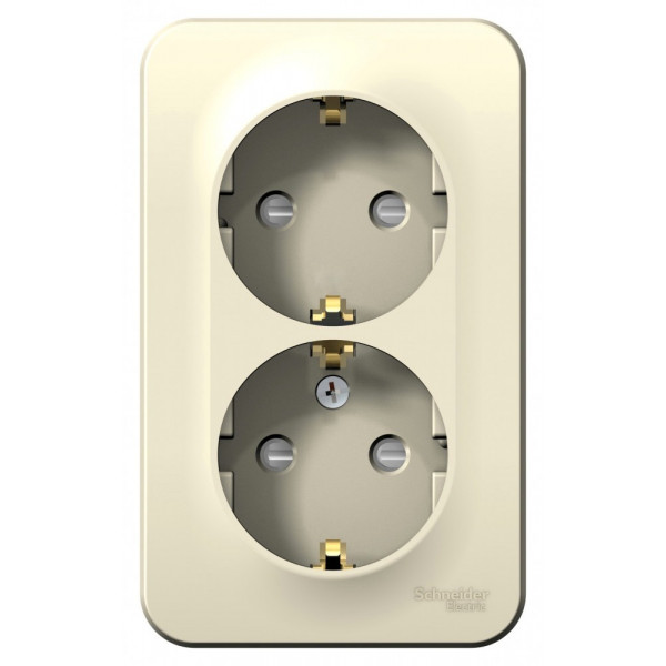 Розетка Schneider Electric BLANCA 2х-мест. заземл.+шторки О/У 16А/250В МОЛОЧНЫЙ