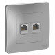Комп. розетка Schneider Electric BLANCA 2х-мест. RJ45 кат.5e С/У АЛЮМИНИЙ