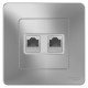 Комп. розетка Schneider Electric BLANCA 2х-мест. RJ45 кат.5e С/У АЛЮМИНИЙ
