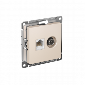 ATLASDESIGN РОЗЕТКА двойная ТВ + компьютерная RJ45 кат. 5e, механизм, БЕЖЕВЫЙ