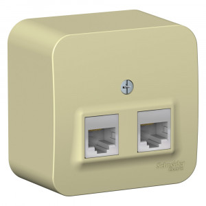 BLANCA О/У РОЗЕТКА двойная компьютерная RJ45, кат.5E, ИЗОЛ.ПЛ., БЕЖЕВЫЙ