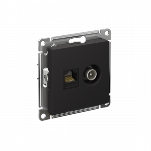 ATLASDESIGN РОЗЕТКА двойная ТВ + компьютерная RJ45 кат. 5e, механизм, КАРБОН