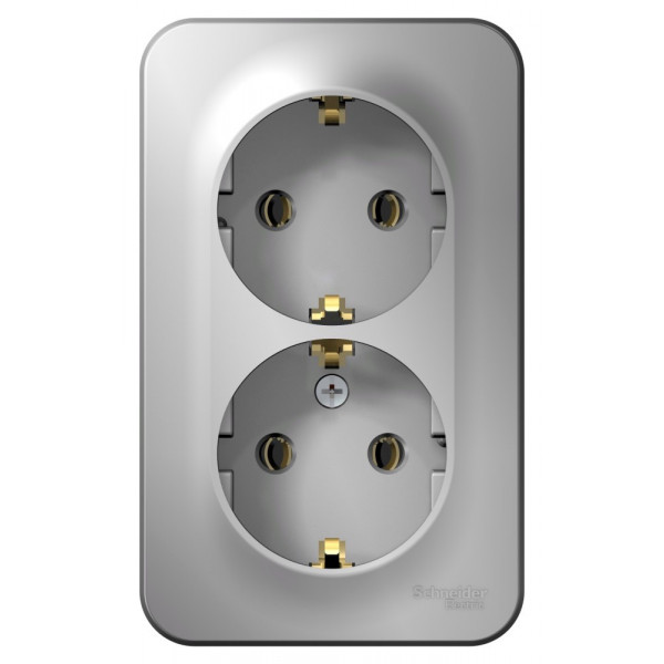 Розетка Schneider Electric BLANCA 2х-мест. с заземлением О/У 16А/250В АЛЮМИНИЙ