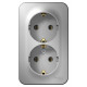 Розетка Schneider Electric BLANCA 2х-мест. с заземлением О/У 16А/250В АЛЮМИНИЙ