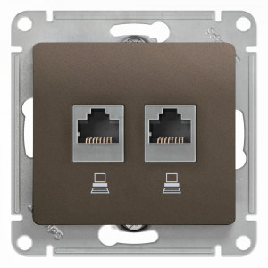 РОЗЕТКА 2-я комп. RJ45, 5E, мех, ШОКОЛАД