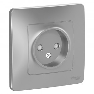 Розетка Schneider Electric BLANCA 1-мест. С/У со шт. 16А/250В АЛЮМИНИЙ