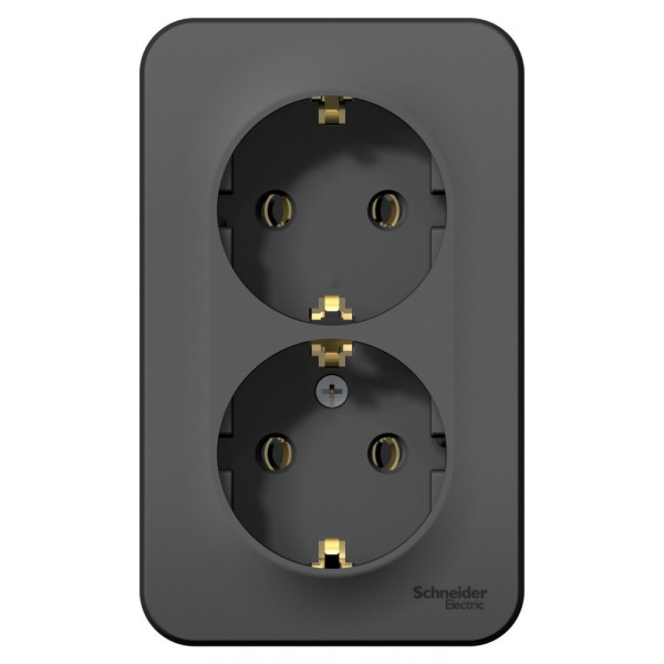 Розетка Schneider Electric BLANCA 2х-мест. с заземлением О/У 16А/250В АНТРАЦИТ