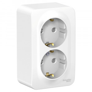 Розетка Schneider Electric BLANCA 2х-мест. заземл.+шторки О/У 16А/250В БЕЛЫЙ